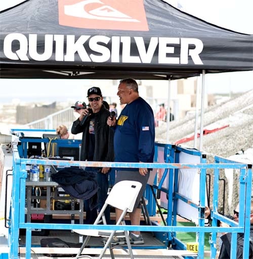 Todd Kline And Dan Alpern Commentating With Strider Climbing Up
