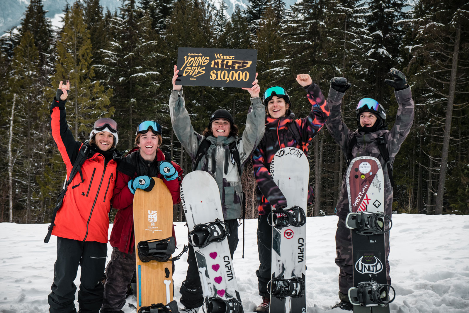 Young Guns Snow winner Miles Falcon, Austen Sweetin and other competitors.